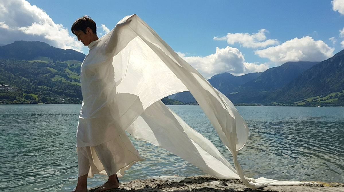 Silksoul performance detail with painted silk in motion