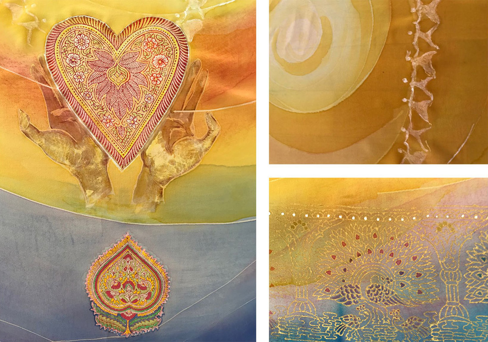 Blessing Hands, Details, Body silk, 135 × 180 cm