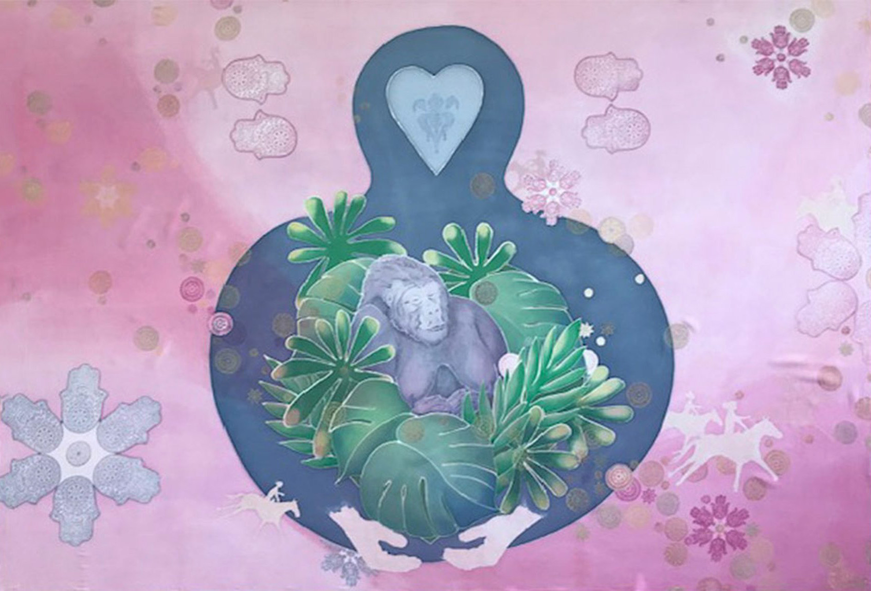 Sleeping  Gorilla-Mother, Ritual cloth, 138 × 180 cm