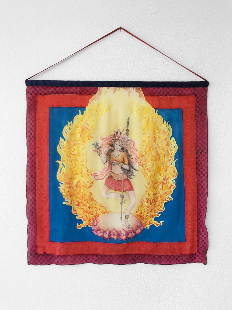 Red Tara, Wall silk, 35 × 35 cm