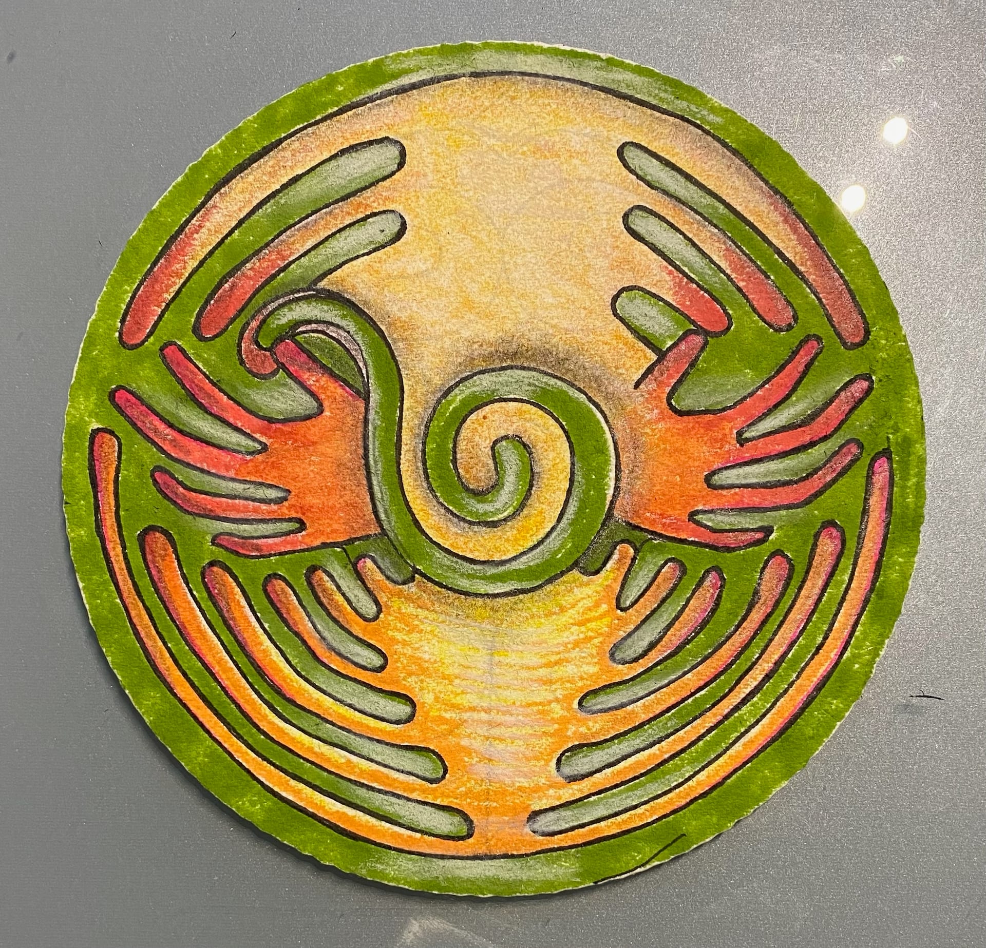 Hands and Spirals, Cardboard, 15.5 cm